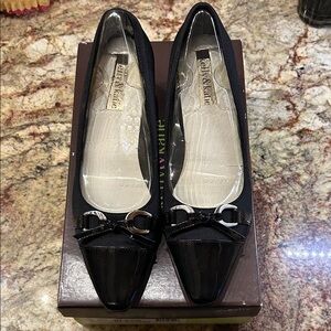 Kelly & Katie Black Patent Leather 2” Heels with Bow Accent; Barely Worn Once!